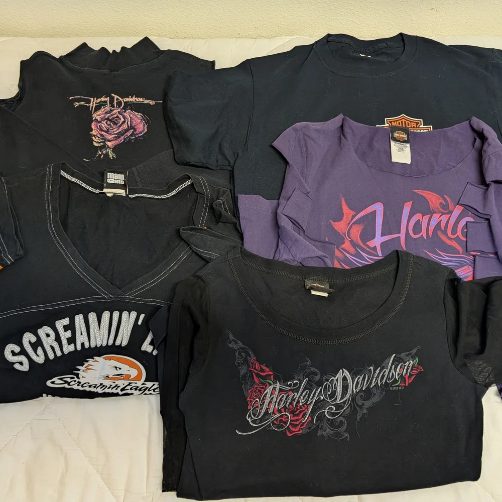 Harley-Davidson Women's Black and Purple Short Sleeve Tees - Picture 1 of 9